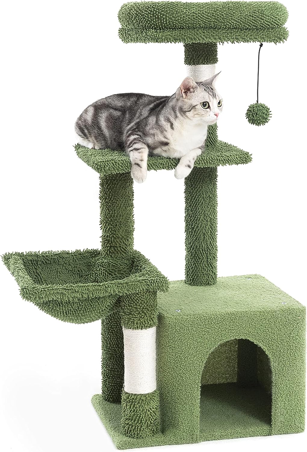 Kleiner Katzenbaum mit quadratischer Hängematte und Höhle für Katzen