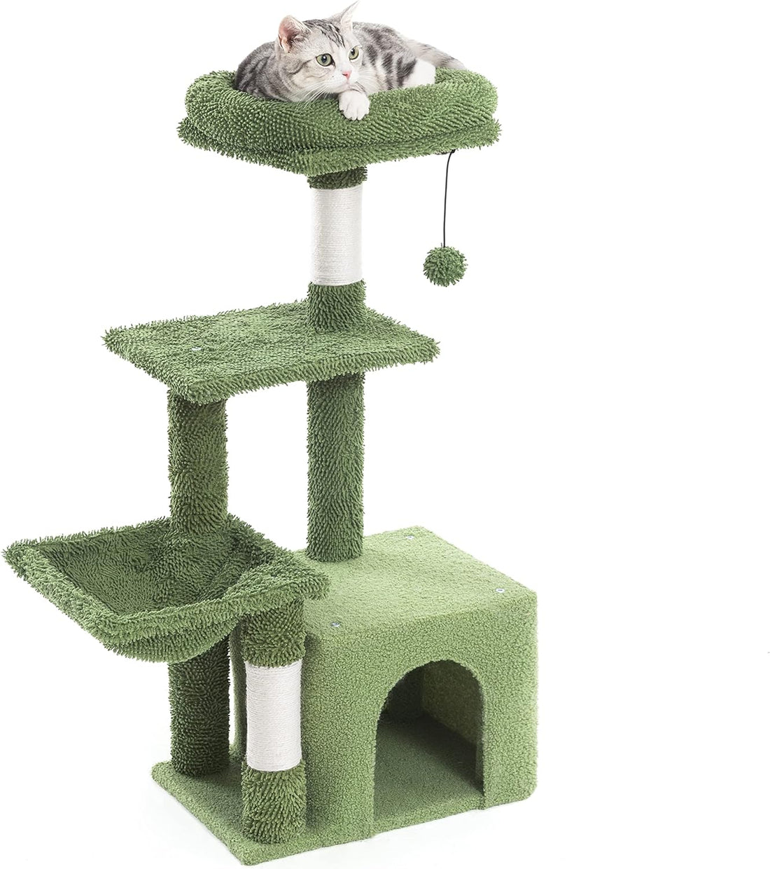 Kleiner Katzenbaum mit quadratischer Hängematte und Höhle für Katzen