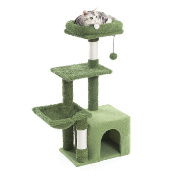 Kleiner Katzenbaum mit quadratischer Hängematte und Höhle für Katzen