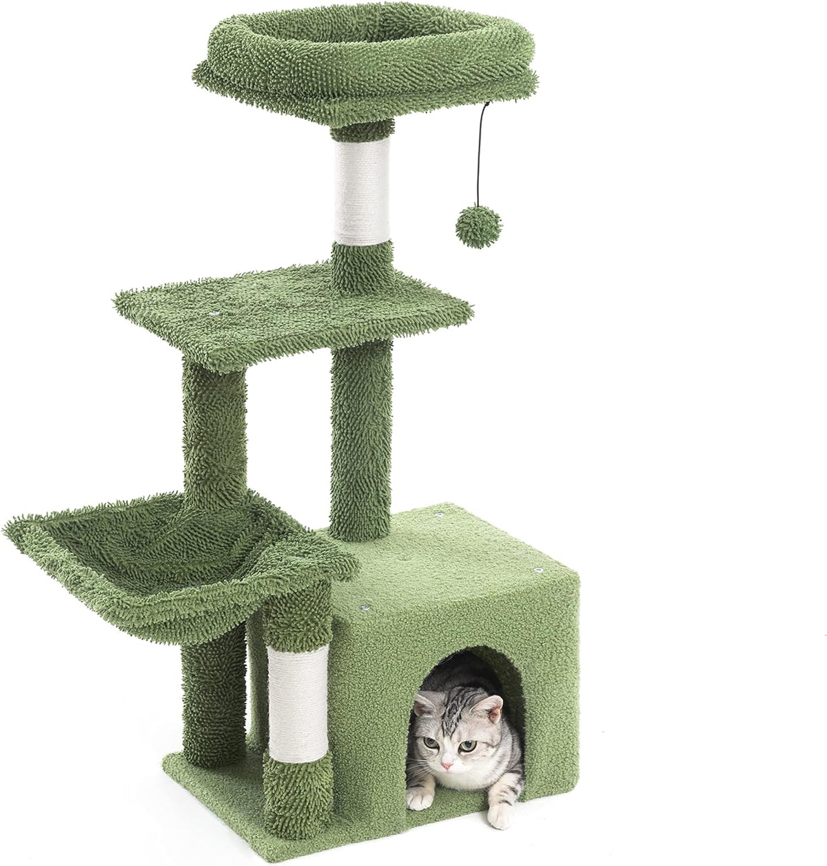 Kleiner Katzenbaum mit quadratischer Hängematte und Höhle für Katzen