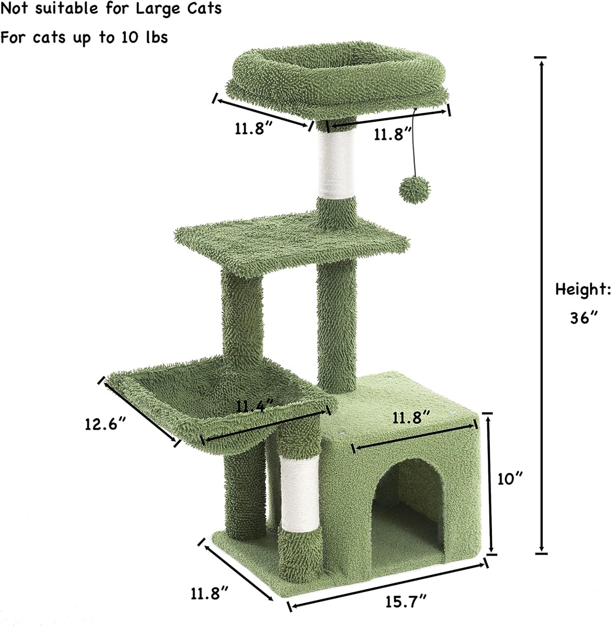 Kleiner Katzenbaum mit quadratischer Hängematte und Höhle für Katzen